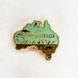 Australia Map with Animals Lapel Pin
