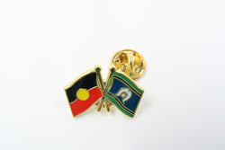 Aboriginal and Torres Strait Islander duel friendship flag lapel pin - Badges and Promotions Australia