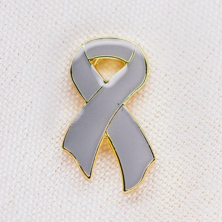 Grey Ribbon Lapel Pin - Badges and Promotions Australia