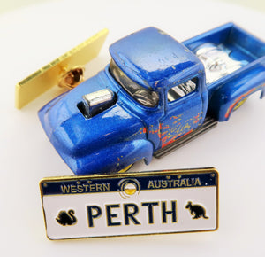 Perth Large Number Plate Lapel Pin | Badges and Promotions Australia
