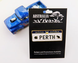 PERTH large number Plate Lapel Pin - Badges and Promotions Australia